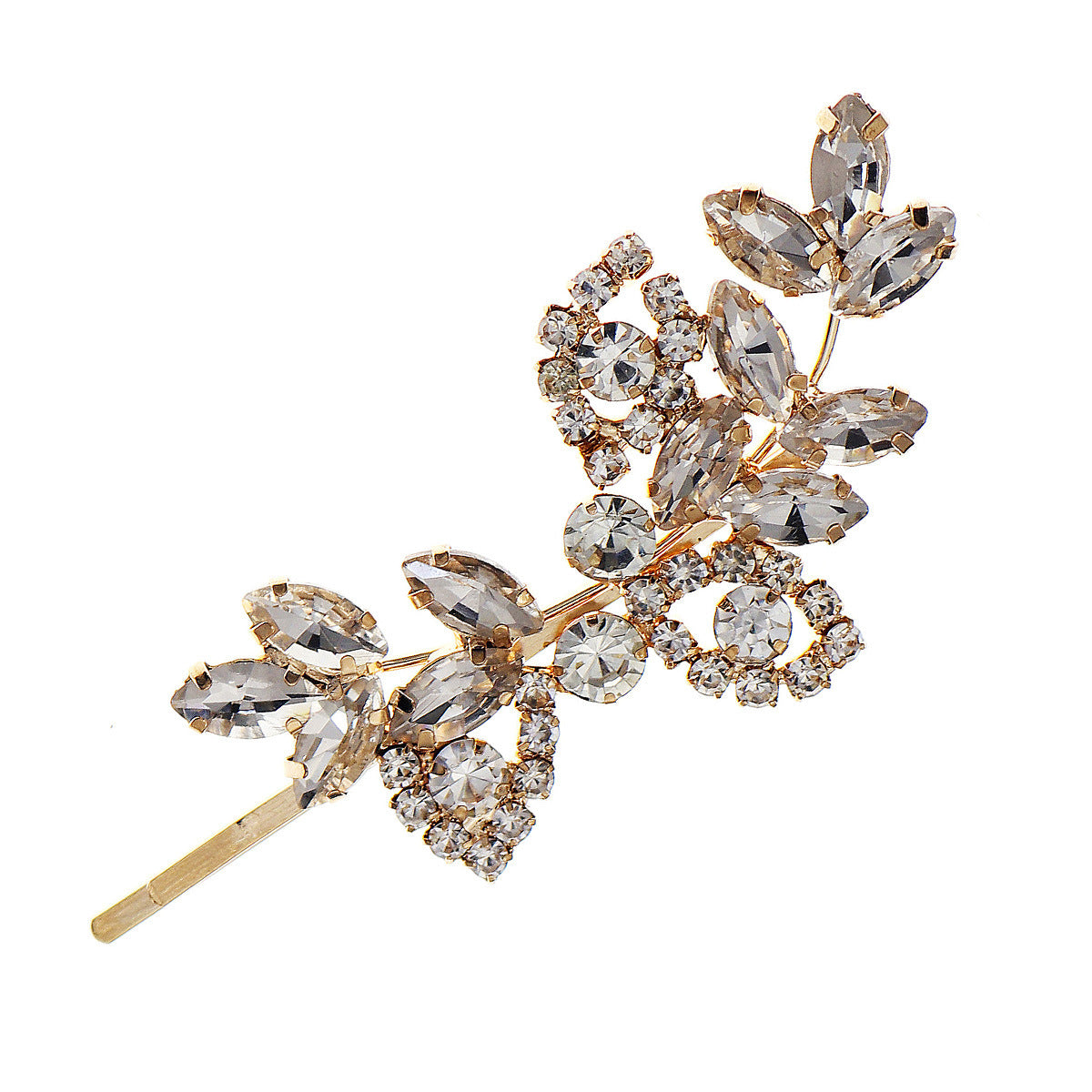 Wholesale Rhinestone Leaf Claw Chain Hair Clips